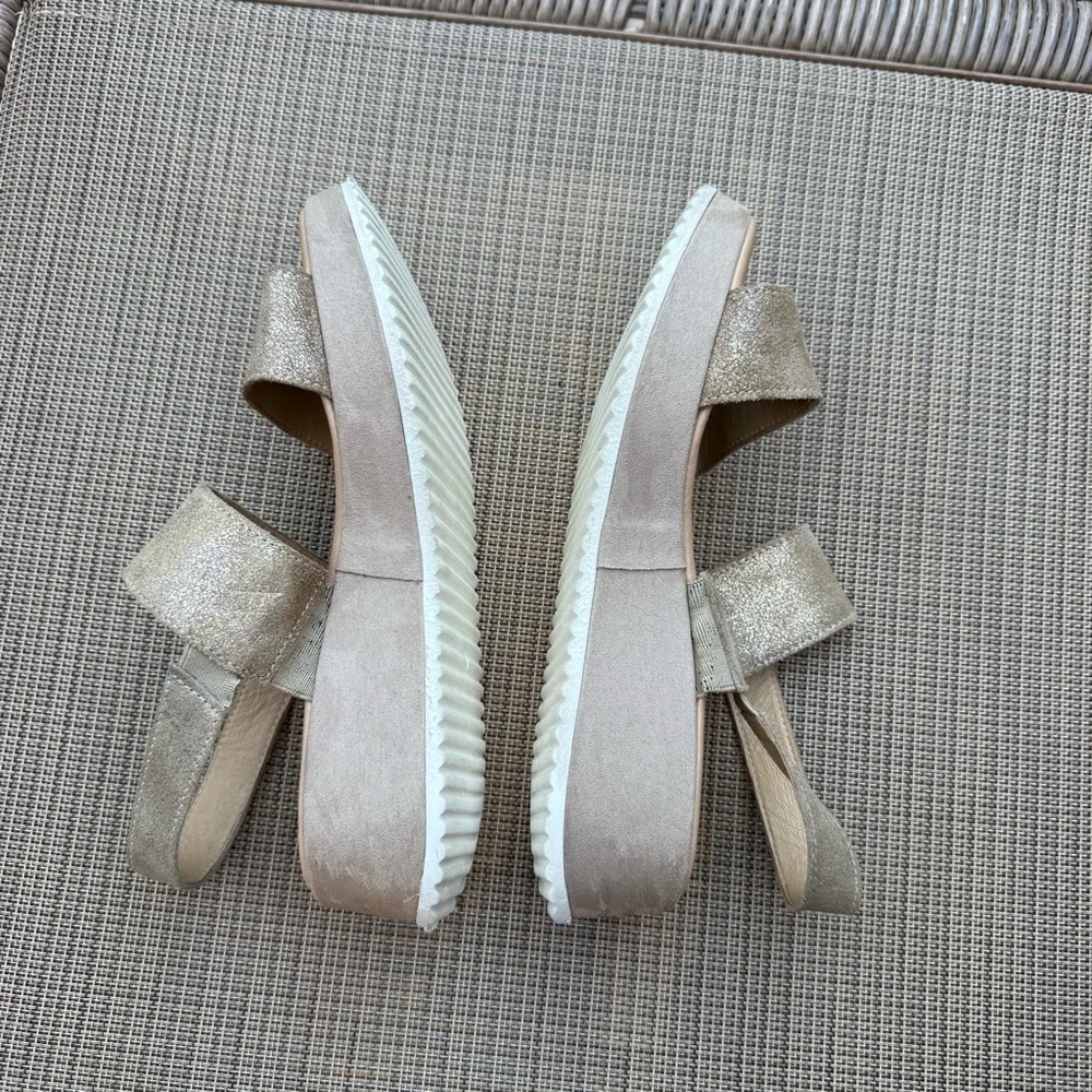 HH Cordani Alisha Wedge Slingback Sandals in Dusty Gold‎ Suede shoes